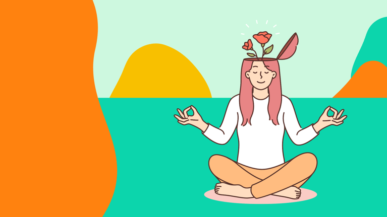 Colorful Graphic of Woman Meditating